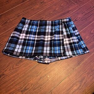 Rainbow High Waist Plaid Skort - Blue and Black